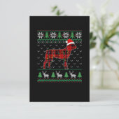 赤い格子犬の醜いクリスマスライトボストンテリア 出欠カード (スタンド正面)