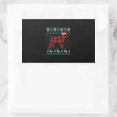 赤い格子犬の醜いクリスマスライトボストンテリア 長方形シール (バッグ)