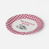 赤い格子状シーフードボイルパーティー ペーパープレート (アングル)