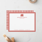赤い格子状パーソナライズされた不動産仲介業者文房具フラット ノートカード (正面/裏面インサイチュ)