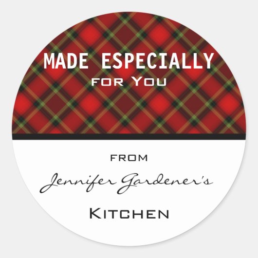 赤い格子瓶シール ラウンドシール (正面)