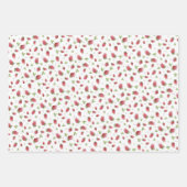 赤い格子縞とイチゴ ラッピングペーパーシート (正面3)