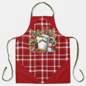 赤い格子縞と小さな眠れる鹿 エプロン (正面)