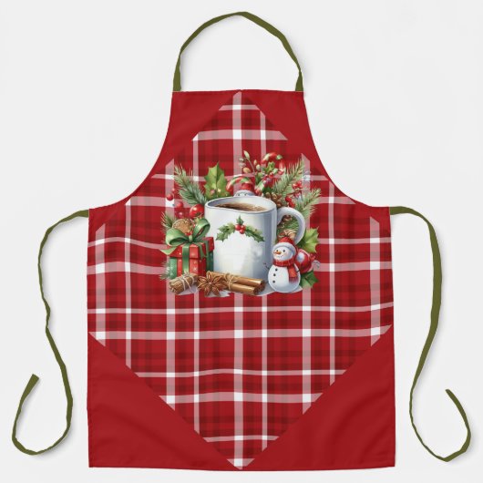 赤い格子縞と小さな眠れる鹿 エプロン (正面)