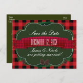 赤い格子縞と松ぼっくり　素朴なカントリー　ポストカード 案内ポストカード (正面/裏面)