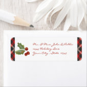 赤い格子縞と柊 ラベル (インサイチュ)