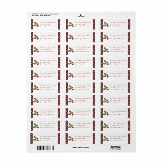 赤い格子縞と柊 ラベル (フルシート)