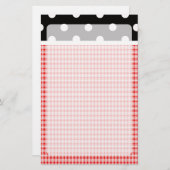 赤い格子縞と水玉模様 便箋 (正面/裏面)