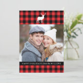 赤い格子縞と白い牡鹿 | 休日の写真カード シーズンカード (スタンド正面)