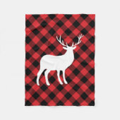 赤い格子縞と白い牡鹿 |休日 フリースブランケット (正面)
