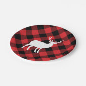 赤い格子縞と白い牡鹿 |休日 ペーパープレート (アングル)