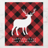 赤い格子縞と白い牡鹿 |休日 ワインラベル (シングルラベル)