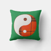 赤い格子縞と白い陰陽オングリーン クッション (裏面)