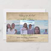 赤い格子縞と素朴な木の写真のホリデーカード 案内状 (裏面)