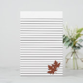 赤い格子縞によって並べられる静止したのかえでの葉 便箋 (スタンド正面)