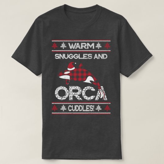 赤い格子縞のあたたかな抱擁 オルカのハグ クリス Tシャツ (デザイン正面)