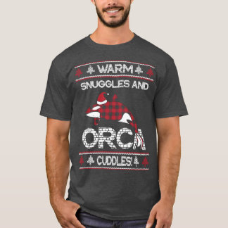 赤い格子縞のあたたかな抱擁 オルカのハグ クリス Tシャツ