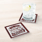 赤い格子縞のおもしろいが冬を凍らせる季節 ガラスコースター (アングル)