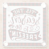 赤い格子縞のおもしろいが冬を凍らせる季節 ガラスコースター (裏面)