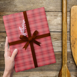 赤い格子縞のギフト用包装紙 ラッピングペーパー