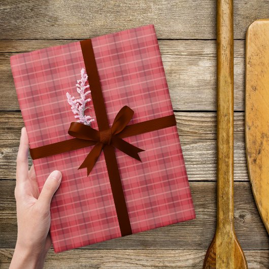 赤い格子縞のギフト用包装紙 ラッピングペーパー