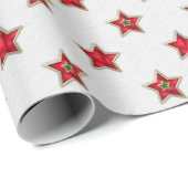 赤い格子縞のクリスマス星 ラッピングペーパー (ロールコーナー)