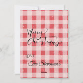 赤い格子縞のクリスマス スノー リース シーズンカード (裏面)