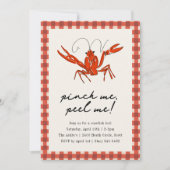 赤い格子縞のザリガニパーティー 夏の海の幸パーティー 招待状 (正面)