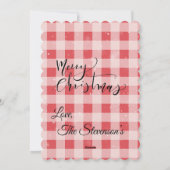 赤い格子縞のジンジャムのクリスマス スノー リース シーズンカード (裏面)