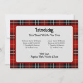 赤い格子縞のトラックの双子ちゃん 誕生のお知らせ クリスマス 案内状 (裏面)