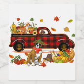 赤い格子縞のトラック感謝秋を迎えたボクサー ワインラベル (シングルラベル)