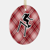 赤い格子縞のハードル選手 セラミックオーナメント (右)
