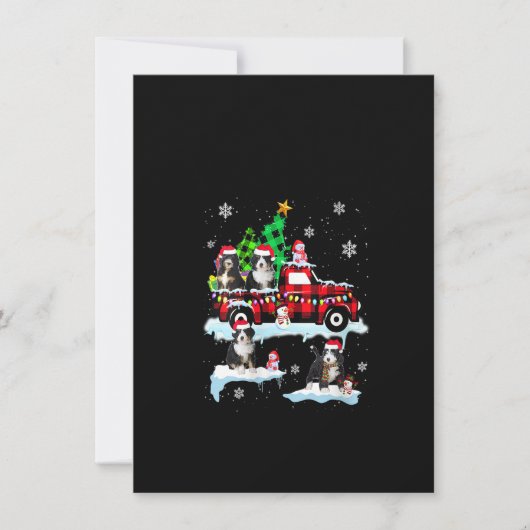 赤い格子縞のピックアップトラックに乗った女性のサンタバーニードゥードル 招待状 (正面)