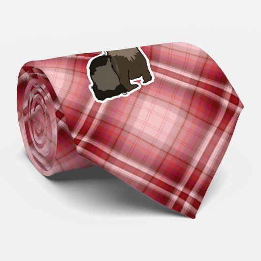 赤い格子縞のフェレット ネクタイ (ロール)