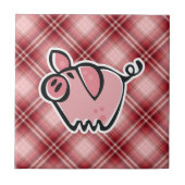 赤い格子縞のブタ タイル (正面)