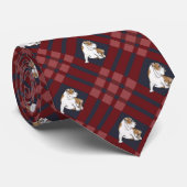 赤い格子縞のブルドッグ ネクタイ (ロール)