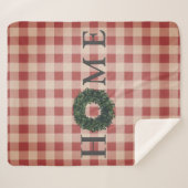 赤い格子縞のホーム タイポグラフィ ファームハウス おしゃれでトレンディ シェルパブランケット (正面(横))