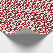 赤い格子縞のポー市松模様にトパターン ラッピングペーパー (角)