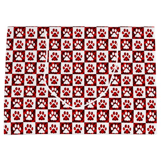 赤い格子縞のポー市松模様にトパターン ラージペーパーバッグ (正面)