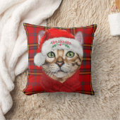 赤い格子縞の休日にアビシニアン・クリスマスキャット クッション (ブランケット)