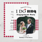 赤い格子縞の写真 結婚します 婚約 パーティー 招待状 (正面/裏面)