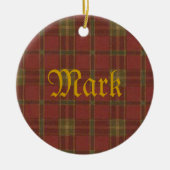 赤い格子縞の名前オーナメント セラミックオーナメント (正面)