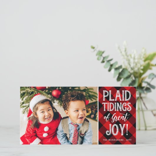 赤い格子縞の嬉しいニュース　一枚の写真で見るホリデー シーズンカード (スタンド正面)
