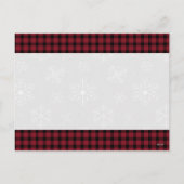 赤い格子縞の家族写真クリスマス シーズンポストカード (裏面)