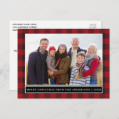 赤い格子縞の家族写真聖降誕祭 ポストカード (正面/裏面)