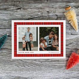 赤い格子縞の愛と喜びダブル写真 シーズンカード