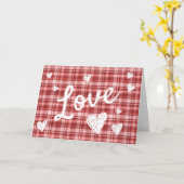 赤い格子縞の愛 バレンタインデー カード (黄色い花)