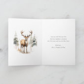 赤い格子縞の水色の鹿メリークリスマス シーズンカード (内部)