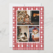 赤い格子縞の水色フランネル写真メリークリスマス シーズンカード (裏面)