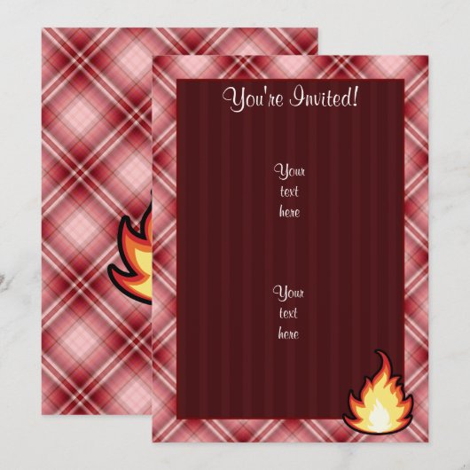赤い格子縞の炎 招待状 (正面/裏面)